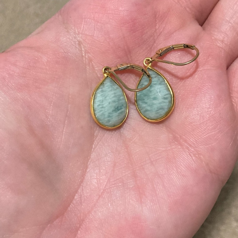 Green stone earrings